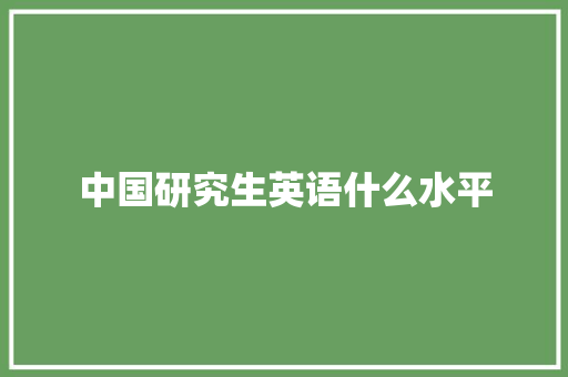 中国研究生英语什么水平 论文范文