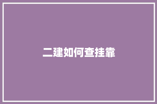 二建如何查挂靠