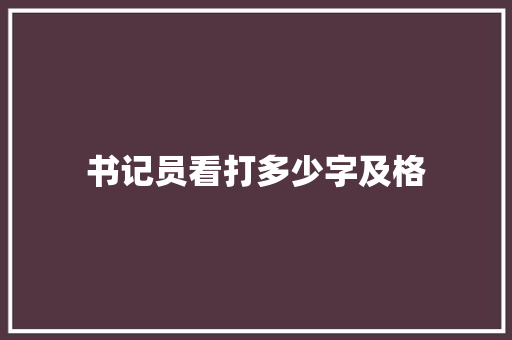 书记员看打多少字及格