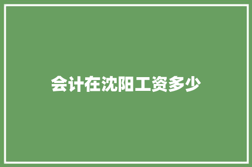 会计在沈阳工资多少 生活范文