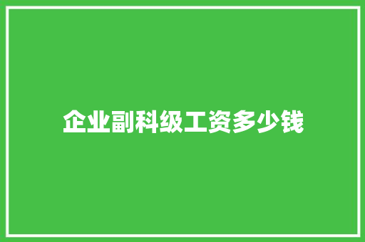 企业副科级工资多少钱