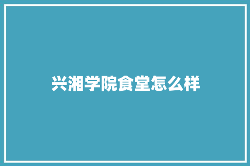 兴湘学院食堂怎么样