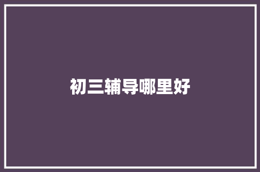 初三辅导哪里好 演讲稿范文