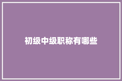 初级中级职称有哪些 致辞范文