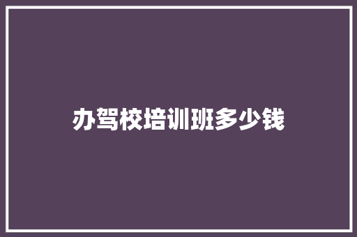 办驾校培训班多少钱 论文范文