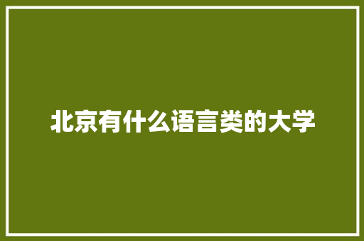 北京有什么语言类的大学