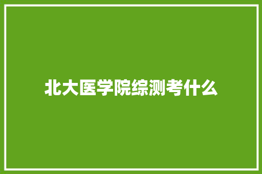 北大医学院综测考什么 申请书范文