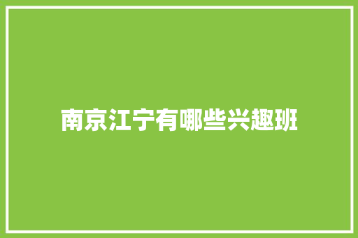 南京江宁有哪些兴趣班