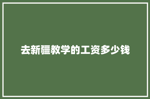 去新疆教学的工资多少钱 学术范文