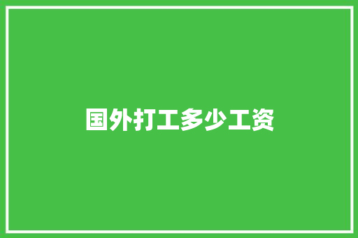 国外打工多少工资