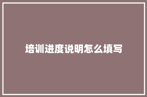 培训进度说明怎么填写