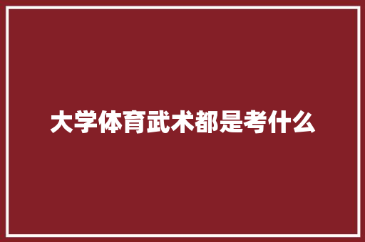 大学体育武术都是考什么