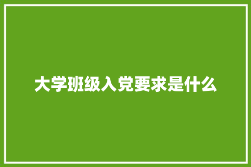 大学班级入党要求是什么