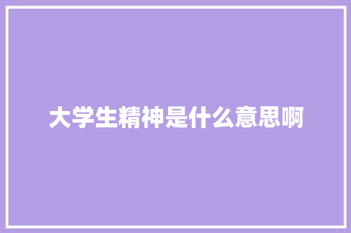 大学生精神是什么意思啊 职场范文