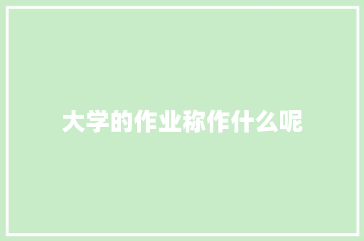 大学的作业称作什么呢 求职信范文