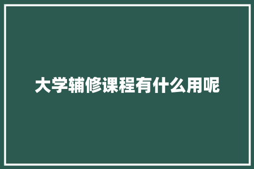 大学辅修课程有什么用呢 书信范文