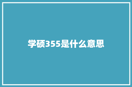 学硕355是什么意思 报告范文