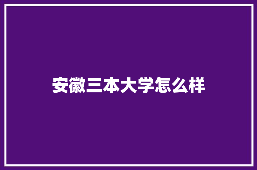 安徽三本大学怎么样 职场范文