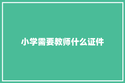 小学需要教师什么证件