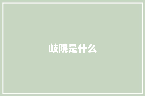 岐院是什么