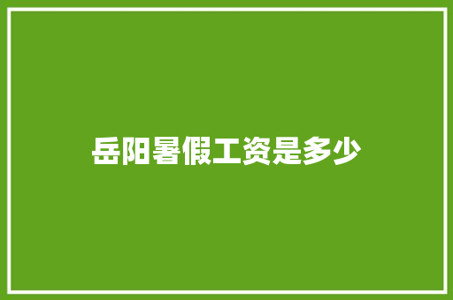 岳阳暑假工资是多少