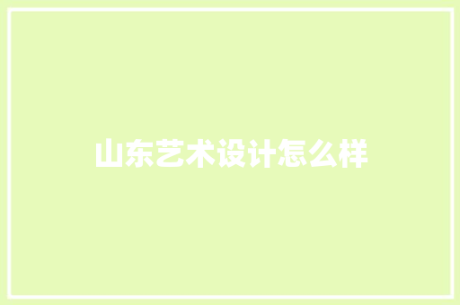 山东艺术设计怎么样