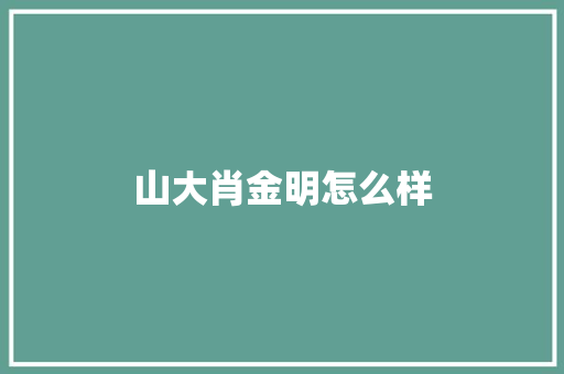 山大肖金明怎么样