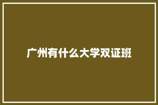 广州有什么大学双证班 生活范文