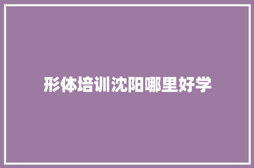 形体培训沈阳哪里好学