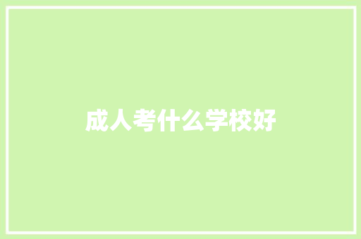 成人考什么学校好