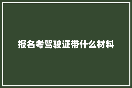 报名考驾驶证带什么材料 综述范文