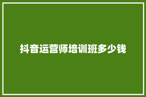 抖音运营师培训班多少钱 综述范文