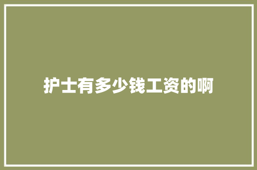 护士有多少钱工资的啊 求职信范文