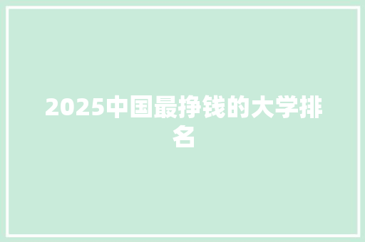 2025中国最挣钱的大学排名