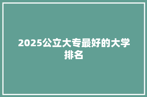 2025公立大专最好的大学排名