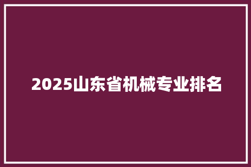 2025山东省机械专业排名