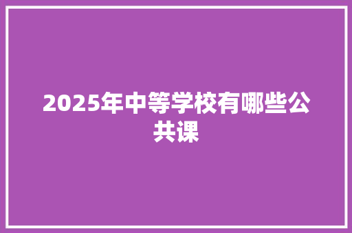 2025年中等学校有哪些公共课