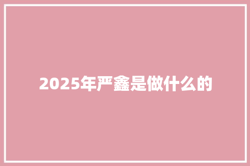 2025年严鑫是做什么的