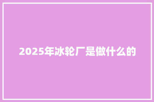 2025年冰轮厂是做什么的