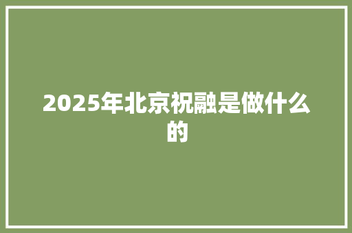 2025年北京祝融是做什么的