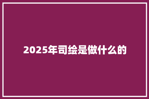 2025年司绘是做什么的 论文范文