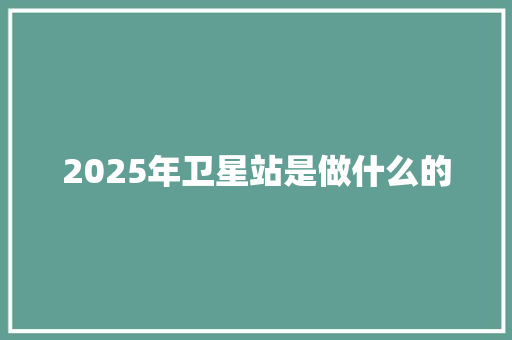 2025年卫星站是做什么的