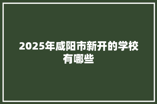 2025年咸阳市新开的学校有哪些