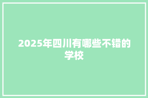 2025年四川有哪些不错的学校