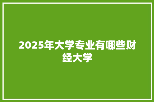 2025年大学专业有哪些财经大学