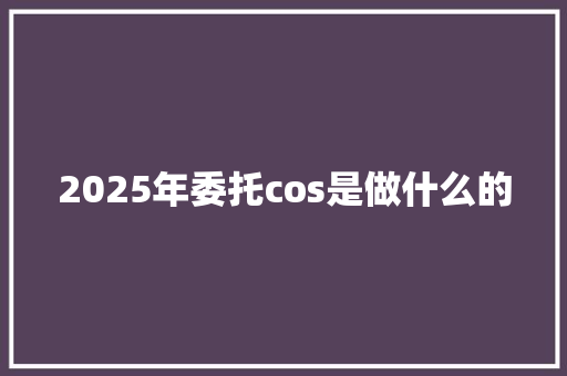 2025年委托cos是做什么的