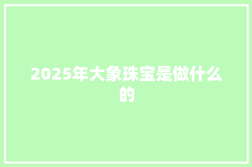 2025年大象珠宝是做什么的