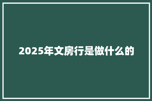 2025年文房行是做什么的