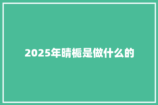 2025年晴栀是做什么的