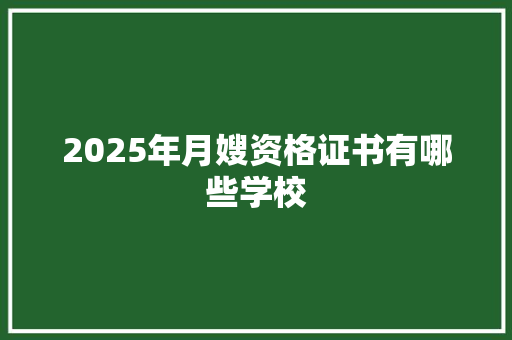 2025年月嫂资格证书有哪些学校